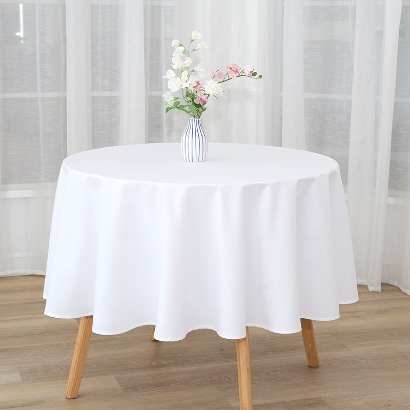 Runde 217GSM Polyester garn Fast farve bryllups banket duge