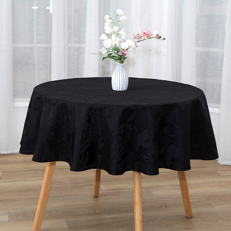 R160cm geometrisk grå cirkulær jacquard -duge