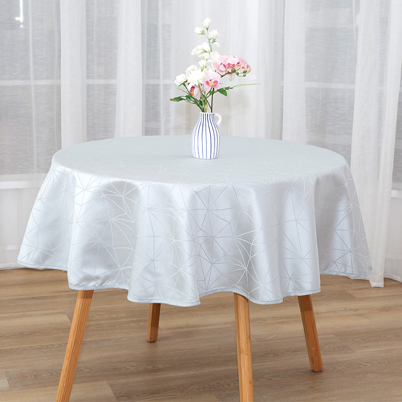 R160cm geometrisk grå cirkulær jacquard -duge