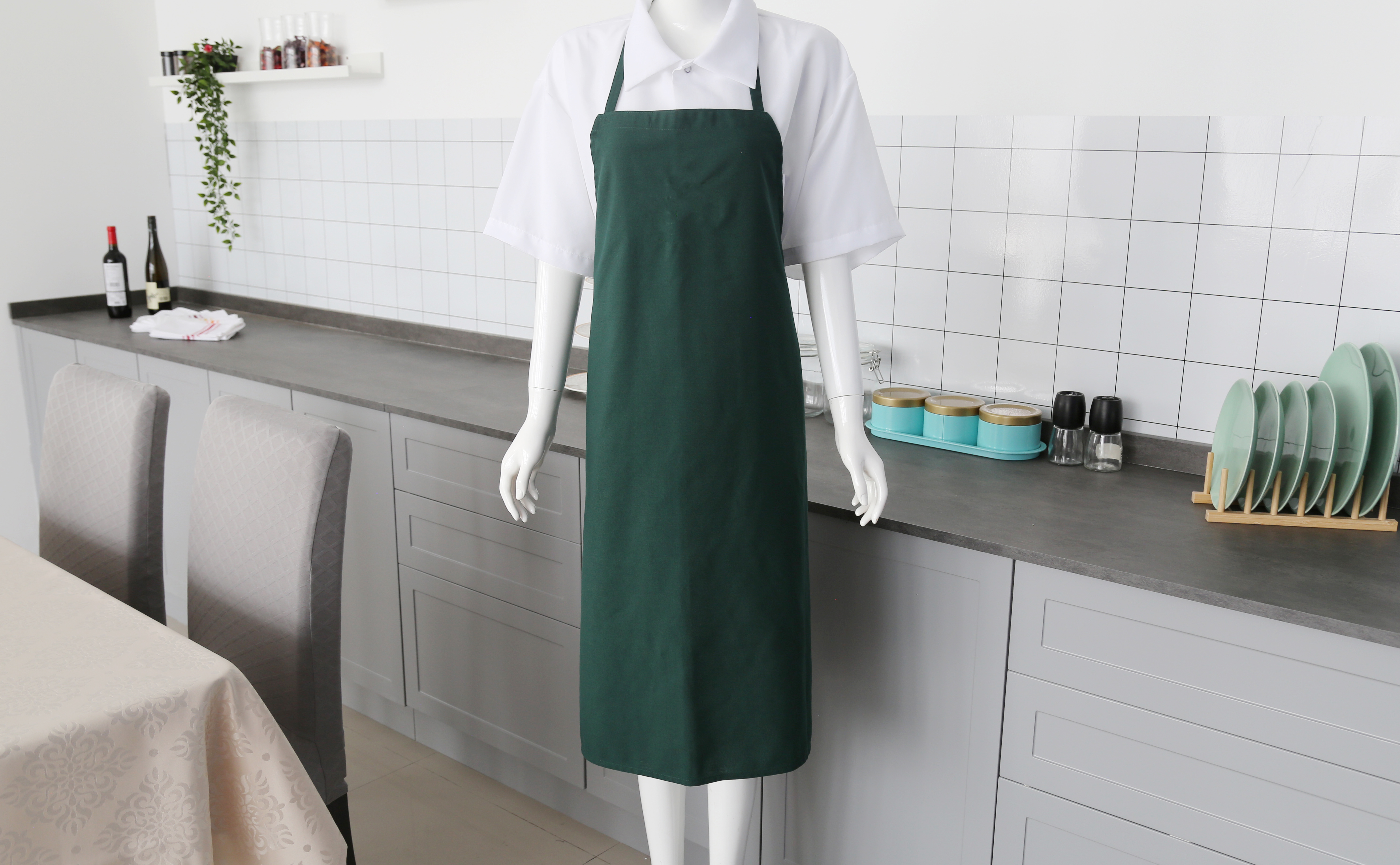 Forest Green Polyester Bib forklæde uden lomme