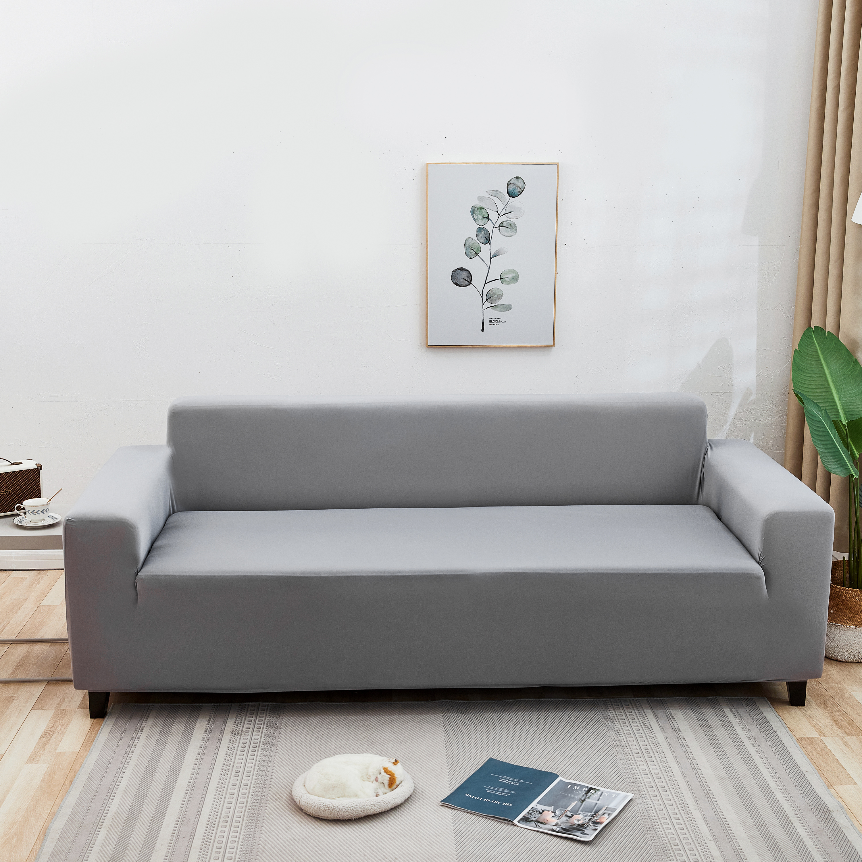 Mikrofiber polyester grå elastisk sofa -dækning